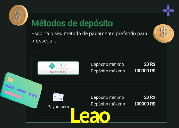 O cassino Leao oferece uma grande variedade de métodos de pagamento